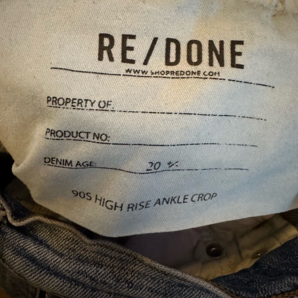 Re/Done 90’s High Rise Ankle Crop Light Blue Ankle Jeans - Picture 10 of 12